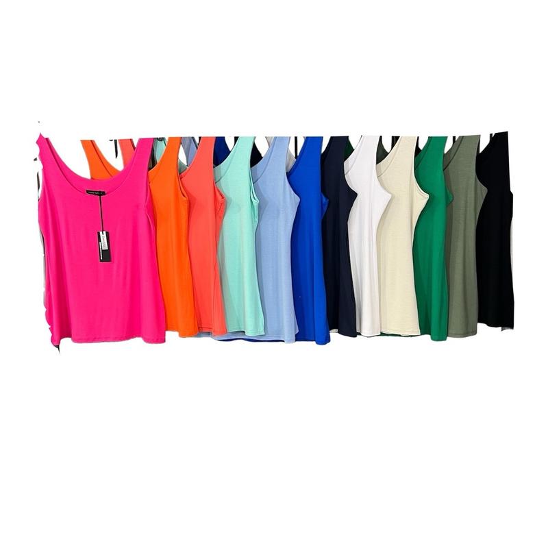 Evie Regular Length  Double Layered Vest Top With Wide Straps, One size 10-16/18, Vest Tops Women, Summer Season, Daily Wear, Women's Wear Comfort Womenswear 0