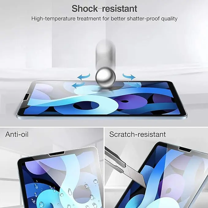 2 Pack Screen Protector for iPad Air 5th 2022 / iPad Air 4th 2020 10.9-inch and iPad Pro 11 Inch All Models, Tempered Glass, Face ID Compatible, 9H Hardness 4