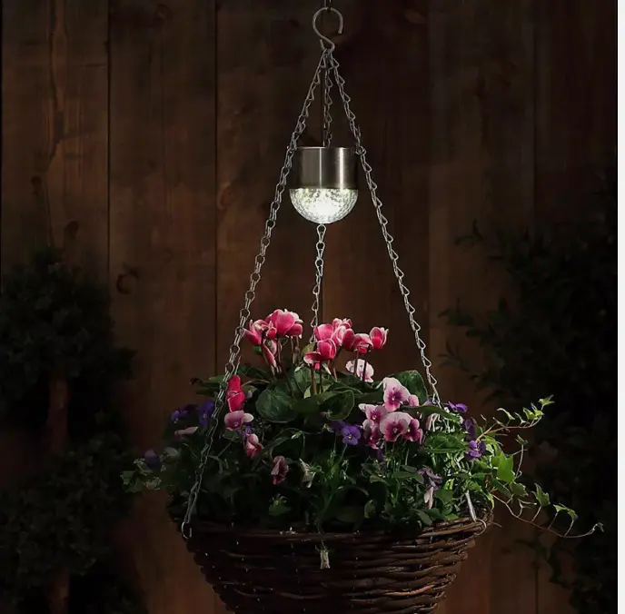 Solar Hanging Basket Lights Set of 2 for Outdoor Garden Decoration