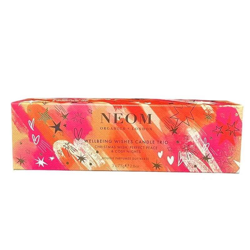 Neom Wellbeing Wishes Candle Trio 75g - Present/Gift Trio Decor Floral Scented Woody Freshener Decoration 2