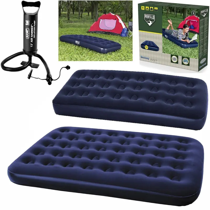 Bestway Double Airbed Flocked Camping Inflatable Mattress Blow Pump Up Air Bed 0