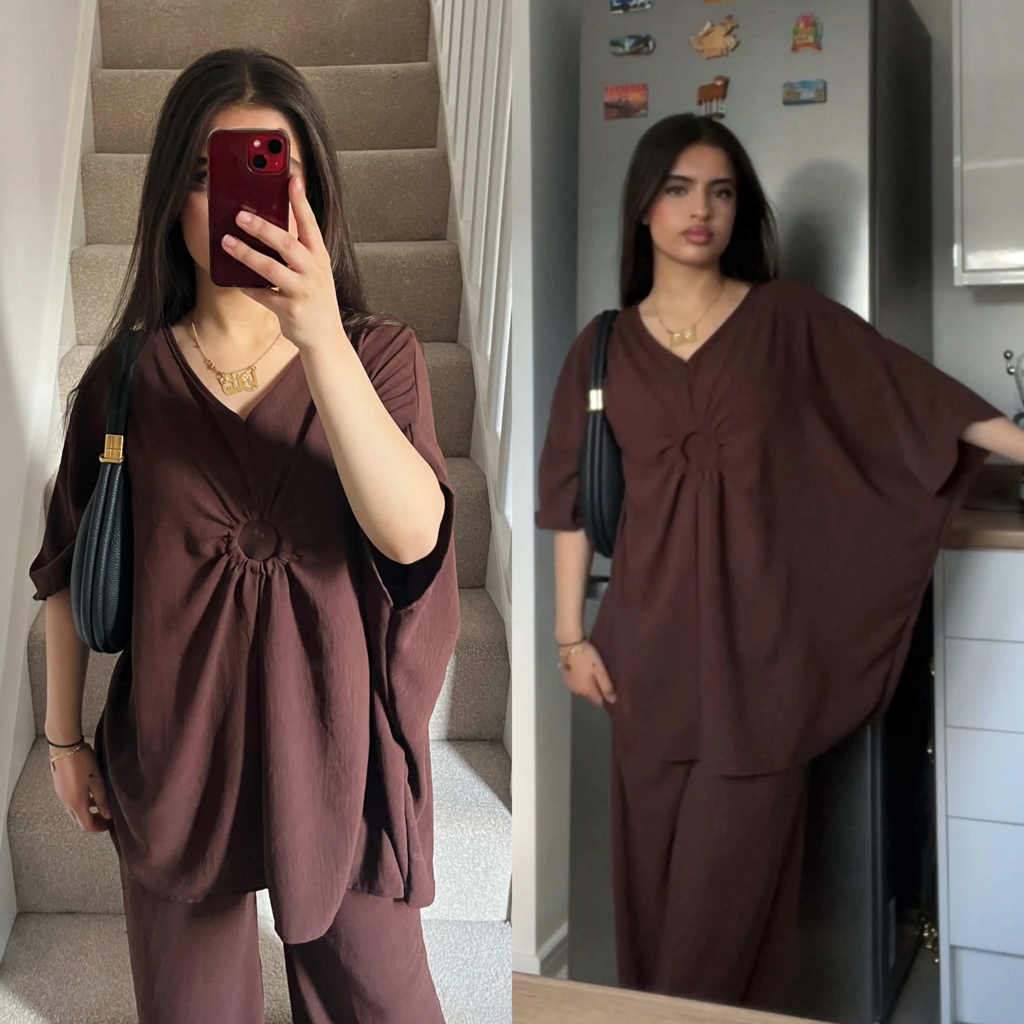 Ladies Two Piece Set, Batwing Sleeves, Ring Buckle Design, Ideal Summer Coord- Casual Womenswear One Size Fits 8-14