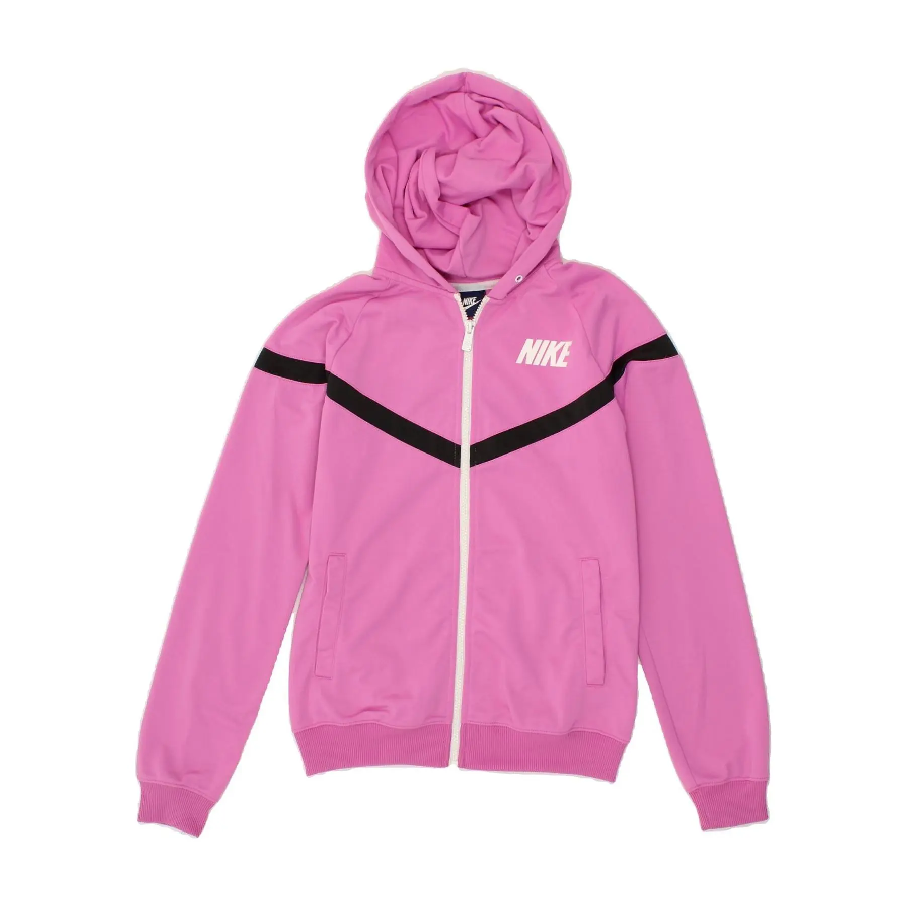 Pre-Owned Vintage NIKE Womens Zip Hoodie Sweater UK 10 Small Pink Polyester