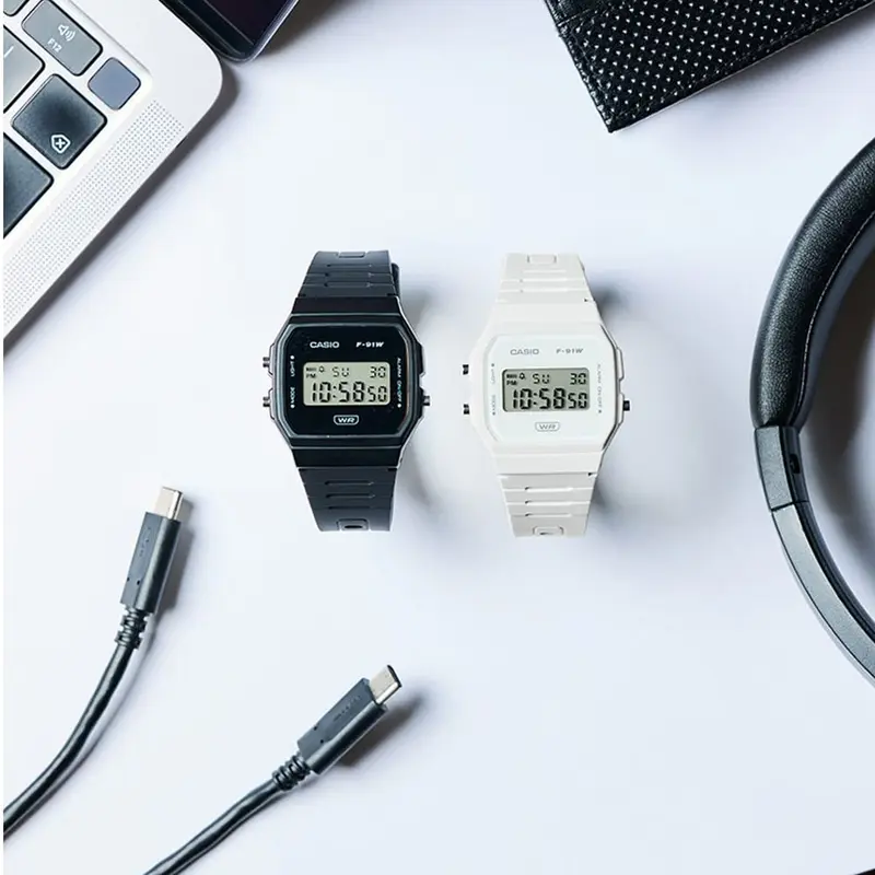 Casio Black Dual Display Digital Watch F-91WB-1AEF 2