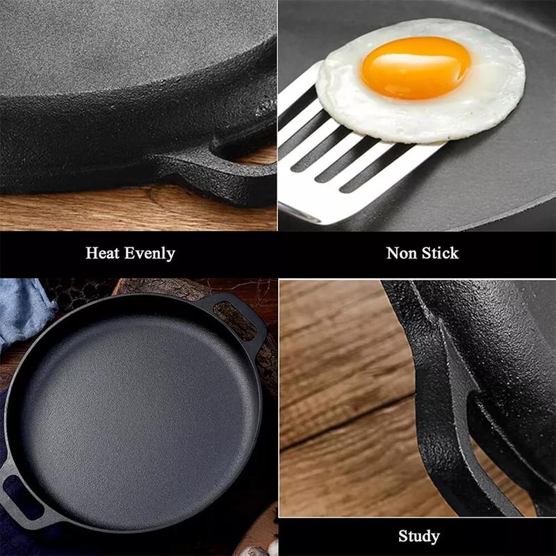 Non-Stick Cast Iron Round Grill Pan for Cooking Pizza and Griddles - 30cm and 35cm - Cookware 6