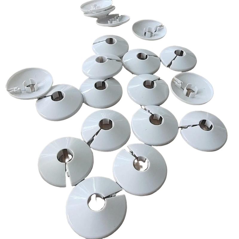 White Pipe Collars with Radiator Pipe Hole Covers - Set of 4 0
