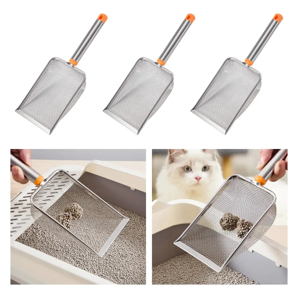 NEW Stainless Steel Cat Litter Scoop with  Long Handle Kitten Sifter Sifter Litter Scooper  for Rabbits Pets Supplies Bunny