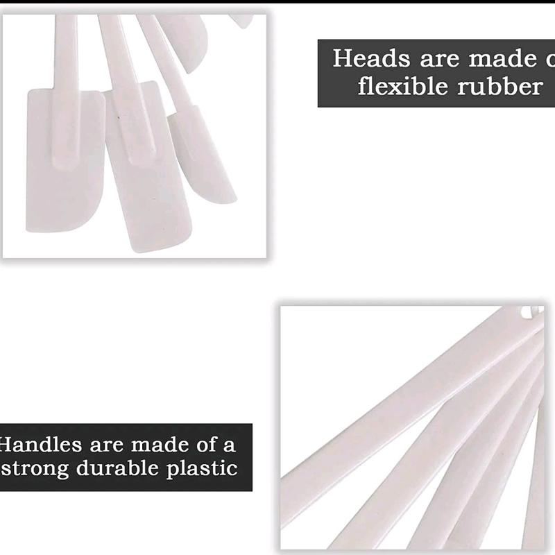 5 PCS White Spatulas Mixing Set Utensils Cake Cooking Baking Kitchen Bakeware Plastic Handles Steel Oven 2