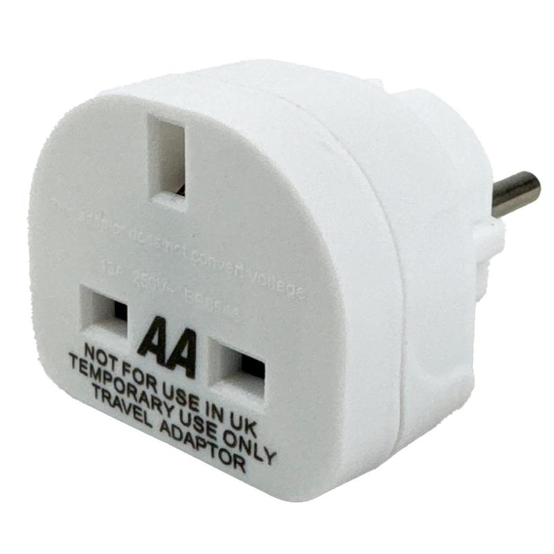 AA Pack of 2 UK to European Euro Travel Adaptor Plug Adapter for Spain, France, Poland, Germany, Italy and Turkey 2