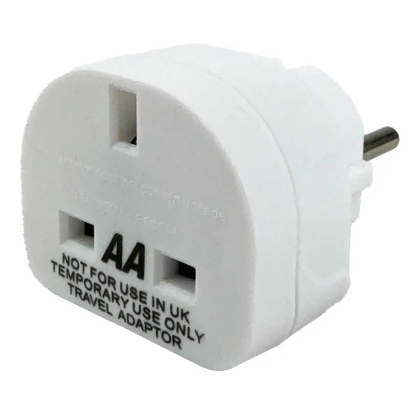 AA Pack of 2 UK to European Euro Travel Adaptor Plug Adapter for Spain, France, Poland, Germany, Italy and Turkey 2