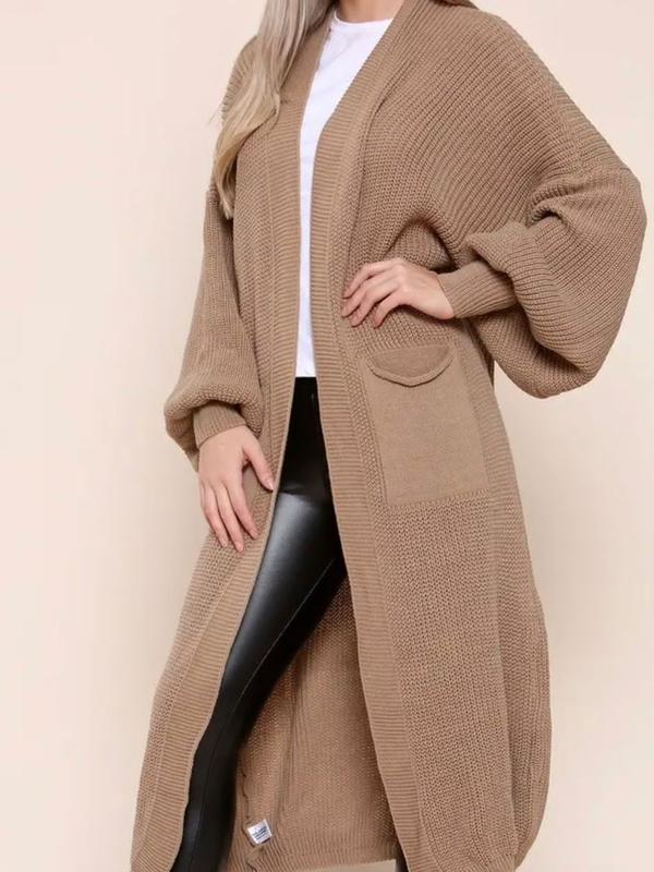 Women Chunky Knitted Oversized Cardigan Ladies Balloon Sleeve Long Maxi Cardigan Knitwear Womenswear Tops Underwear Long Sleeve Comfort Basic Minimalist 5