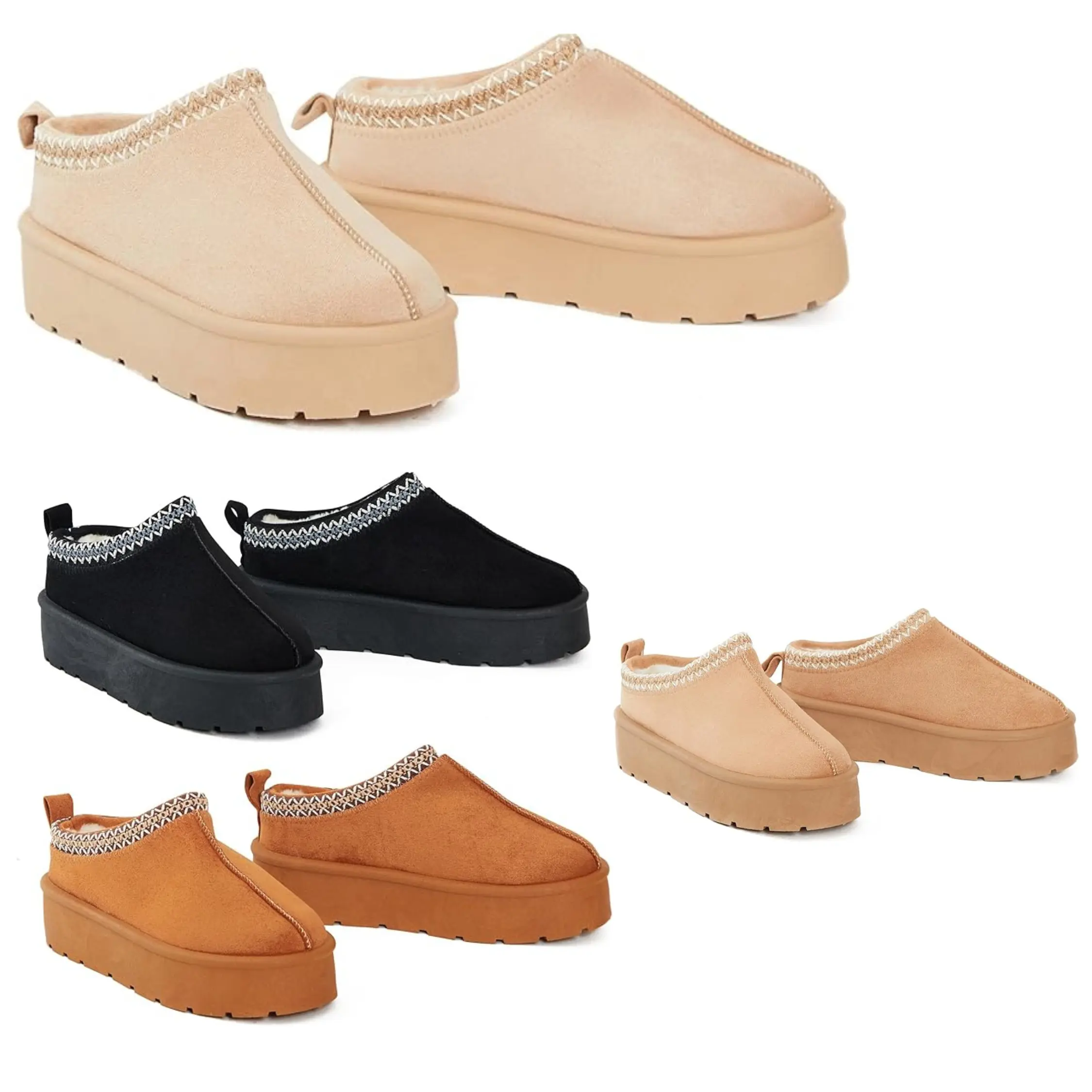 Women's Faux Fur Lined Ankle Boots | Cozy Winter Memory Foam Booties | Durable Faux Suede Slip-On Shoes | Perfect for Winter Comfort Platform Rubber Footwear Walking Shoes Girl