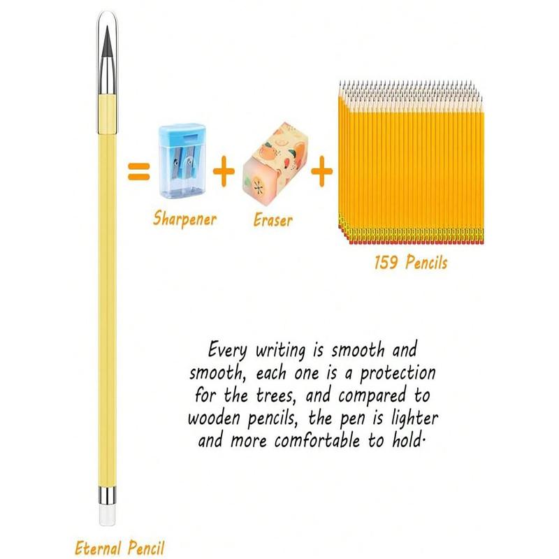 6 Inkless Pencils, Eternal Pencil Infinity Pencil With Eraser, Reusable Infinity Pencil With 6 Additional Replaceable Nibs, Back To School Eternal Pencil Permanent Pencil Home Office School Writing Drawing, Halloween, Christmas Day Gift Filling Back To Sc 6