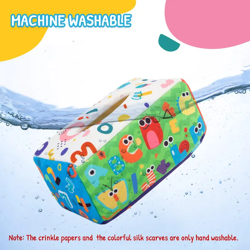 URMYWO Baby Toys 6 to12 Months, Baby Tissue Box Toy, Sensory Toys for Babies, Toys for 1 Year Old Boy Girl, Soft Crinkle Toys for Infant Toddlers, Stocking Stuffers, Baby Boy Girl Gifts 5