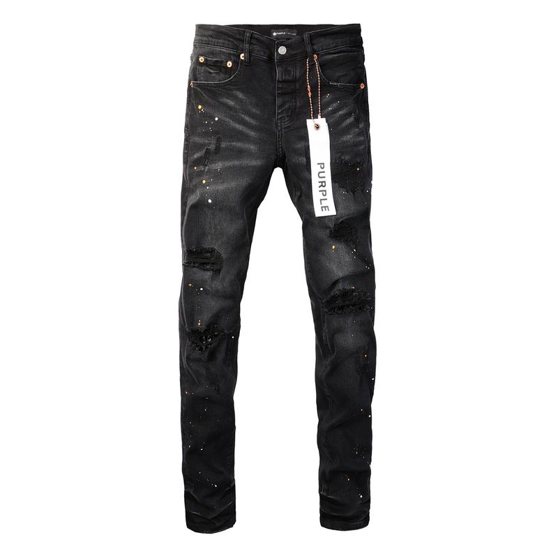 2025 New Fashion Trendy High Quality Jeans Classic Retro American High Street Painted Holes Black Washed Skinny Jeans Men 1