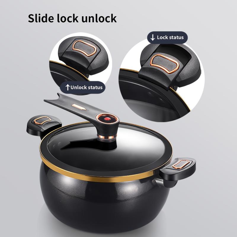 [Kitchen essentials] 1pc Fat and Chubby Soup Pot for Home Use, 7L Large Capacity, 26cm, Non-stick Pot, Suitable for Induction Cooker and Gas Cookware Black 7