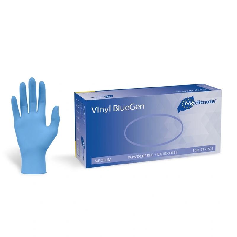 Vinyl blue Gen powder latex free examination gloves super strong durable multi purpose use box of 100x gloves 1