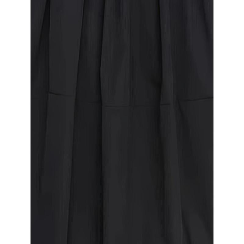 Women's Elegant Black Maxi Skirt - Solid Color, A-Line Silhouette with Pockets, Polyester, Machine Washable, Ideal for Spring/Summer 4