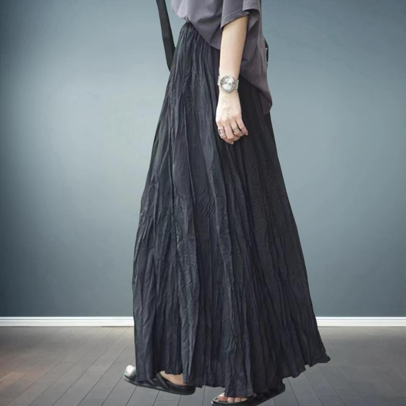 Product Introduction of Boutique Wholesale 2024 Autumn New Fashionable Elastic High Waisted Pleated Mid Length Solid Color Women's Skirt 4