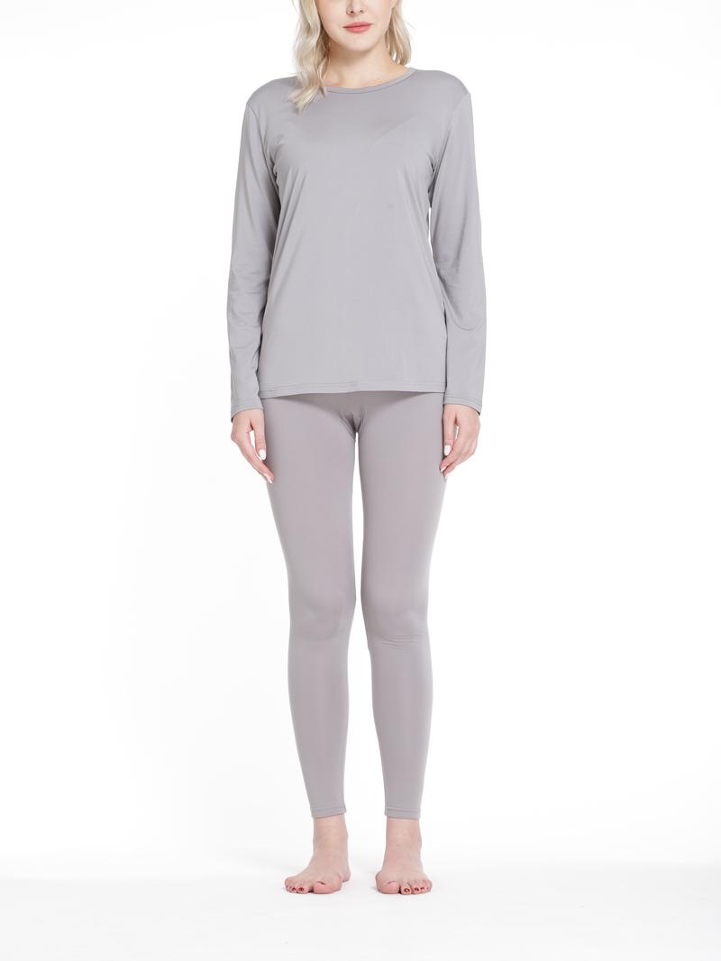 Product Introduction of Seamless Thermal Underwear Set, Long Sleeve Crew Neck Tops & Pants, Women's Loungewear & Underwear 23