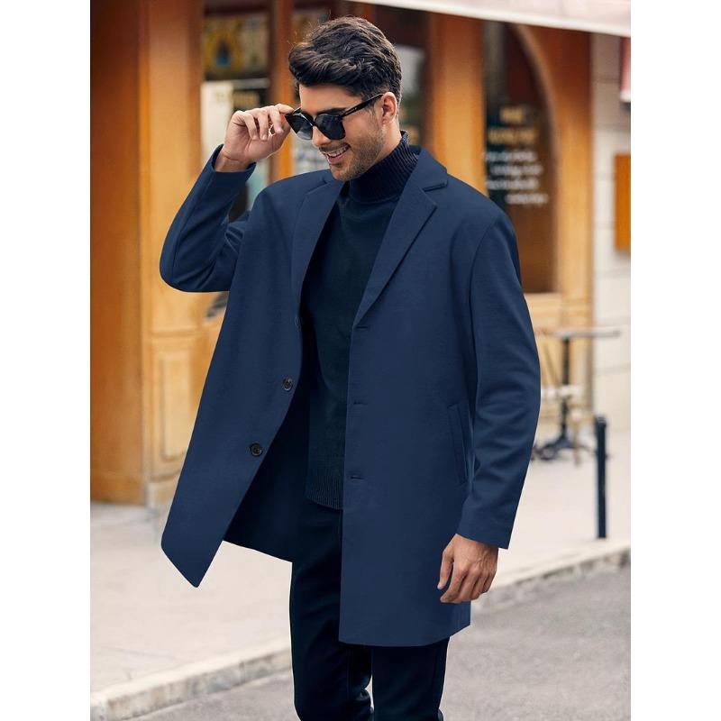 Men's Retro Trench Coat, Semi-formal Warm Single Breasted Overcoat For Fall Winter Business 8