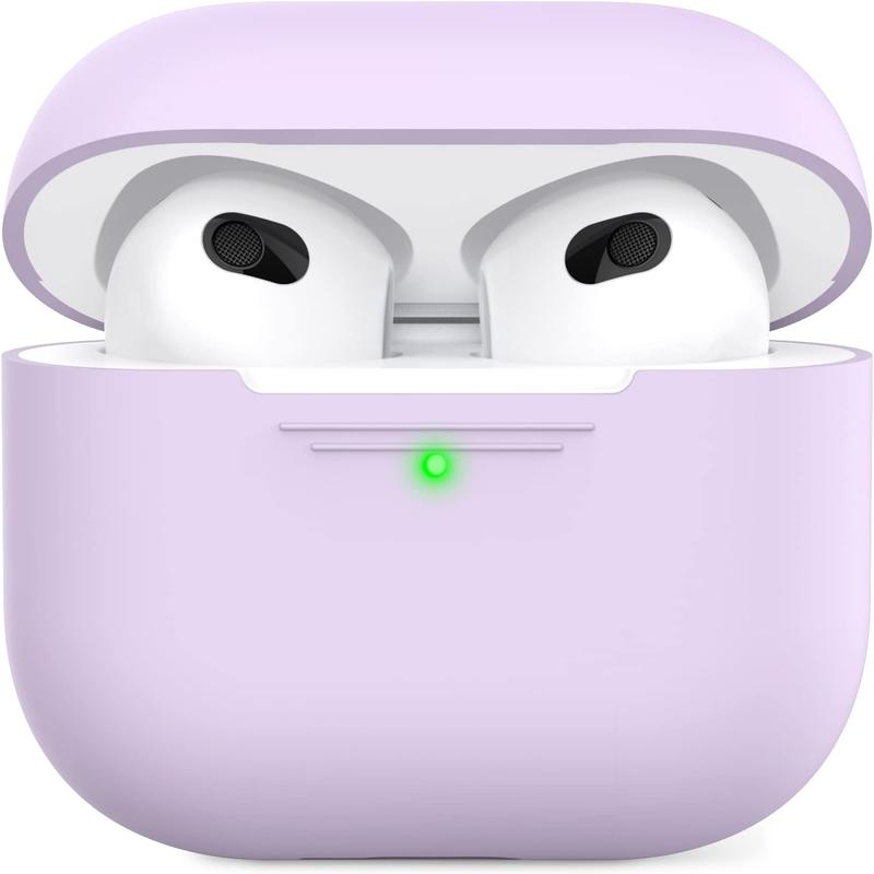 AhaStyle Airpods 3 Case Cover, Soft Silicone Protective Case Compatible with AirPods 3rd Full Body Shockproof Covers for Apple AirPods 3rd Generation 2021 (Lavender) Accessories Protection Headphones Wireless Shell 0