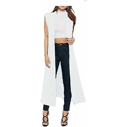 Womens Sleeveless Open Front Long Length Cardigan Ladies Long Boyfriend Maxi Cardigan Fabric Garment 1