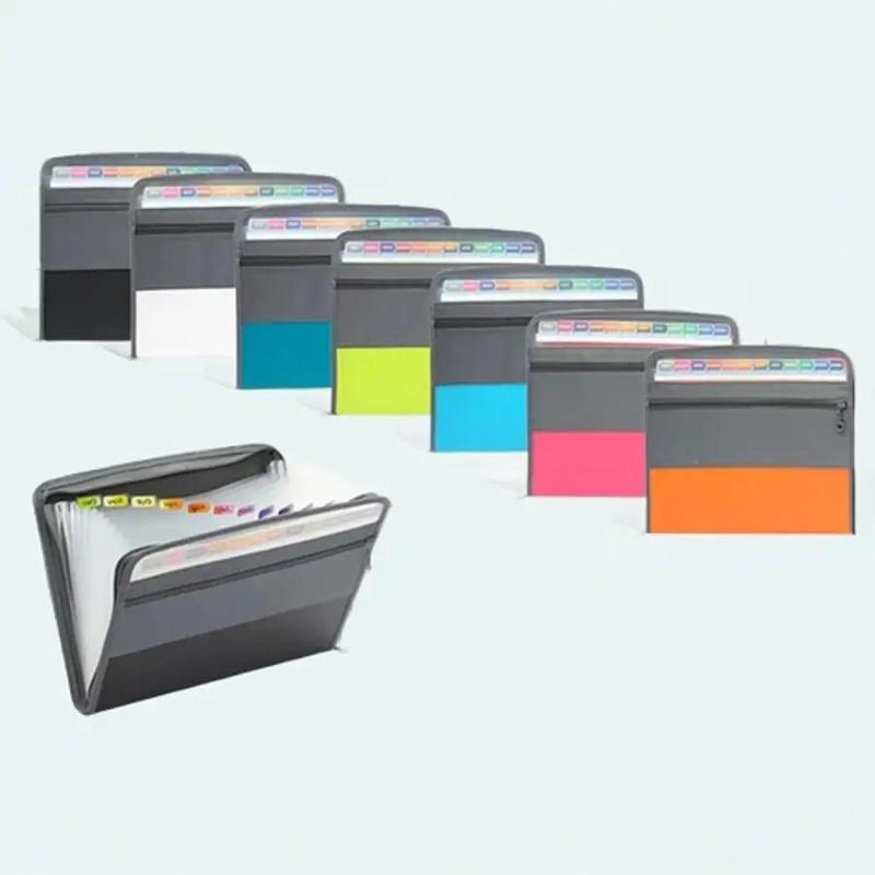 13 Pocket zip Folder file with Sticky Labels, Document Organizer Expanding 0
