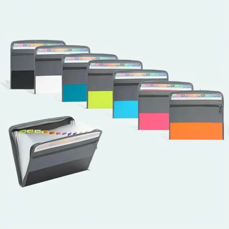 13 Pocket zip Folder file with Sticky Labels, Document Organizer Expanding 0