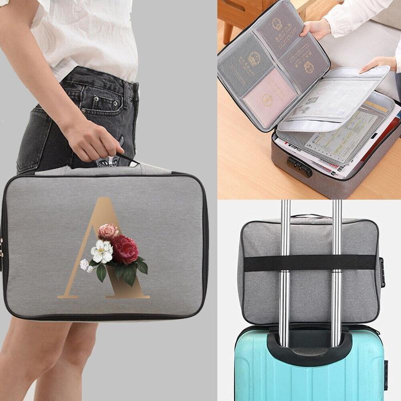 Document Bag with Lock,File Storage Organizer Safe Box for Passport Certificates 2