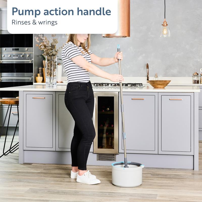 Minky Opti-Clean Spin Mop, Includes Free Replacement Mop Head, 360 °   Spin & Rinse & Wringing System 7