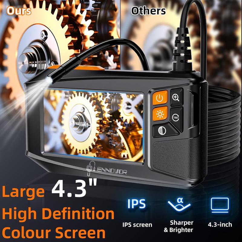 Endoscope Inspection Camera, 8 LED Lights No WiFi Snake Camera, 1920 HD Flexible Rigid Snake Camera, Waterproof IP67 Tube Sink Pipe Drain Camera for Android iOS Tablet Samsung (16.4 ft/ 5m) 4