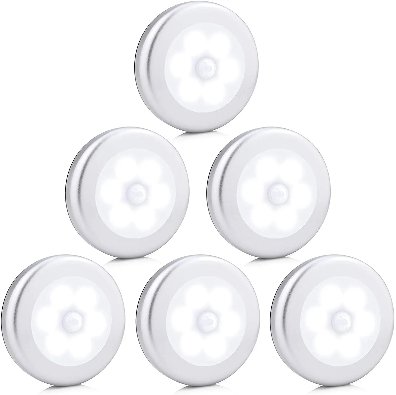 6 Pack Motion Sensor Lights, Cordless Battery Powered Automatic Night Light with 3M Adhesive Pads That'll Stick Anywhere or use Magnet, Cupboards Wardrobe Closet Hallway Stairs Bedroom