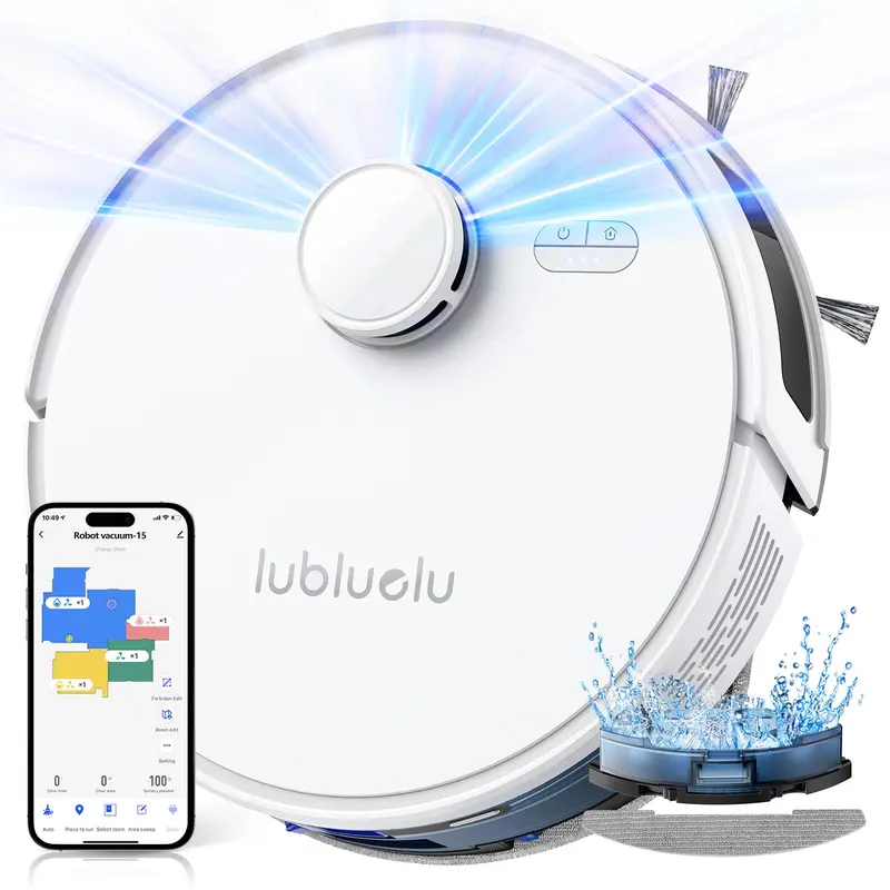 Lubluelu L15 Robot Vacuum And Mop Combo 5000Pa, Auto-Charging, 5 Maps, Robot Vacuum, 30 No-go Zones, 3 In 1 Robot Vacuum Cleaner 6