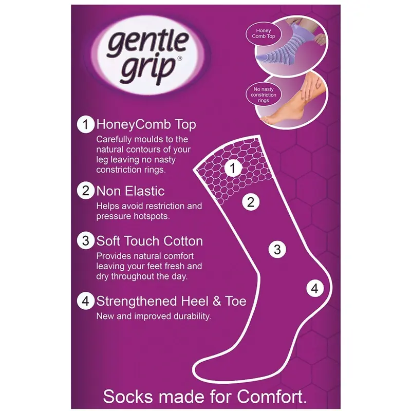 New 3/6 Pairs Gentle Grip Non Elastic Diabetic Soft Cotton Socks Men Women UK4-8 Menswear Day Plain Long 5