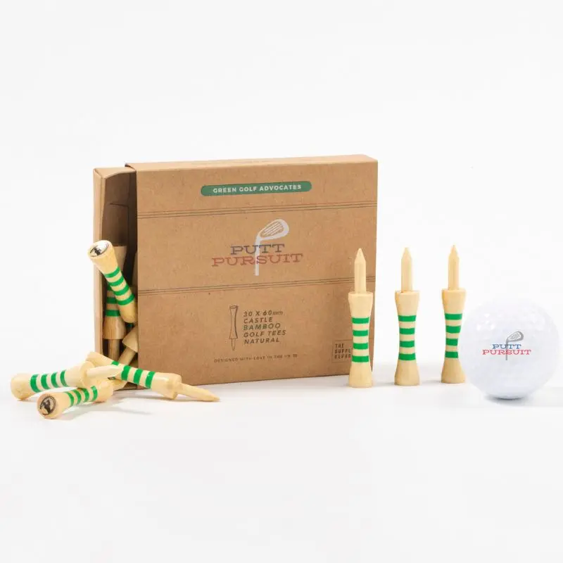 Bamboo Golf Tees 60mm | Natural Castle Tees - 30 pack 0