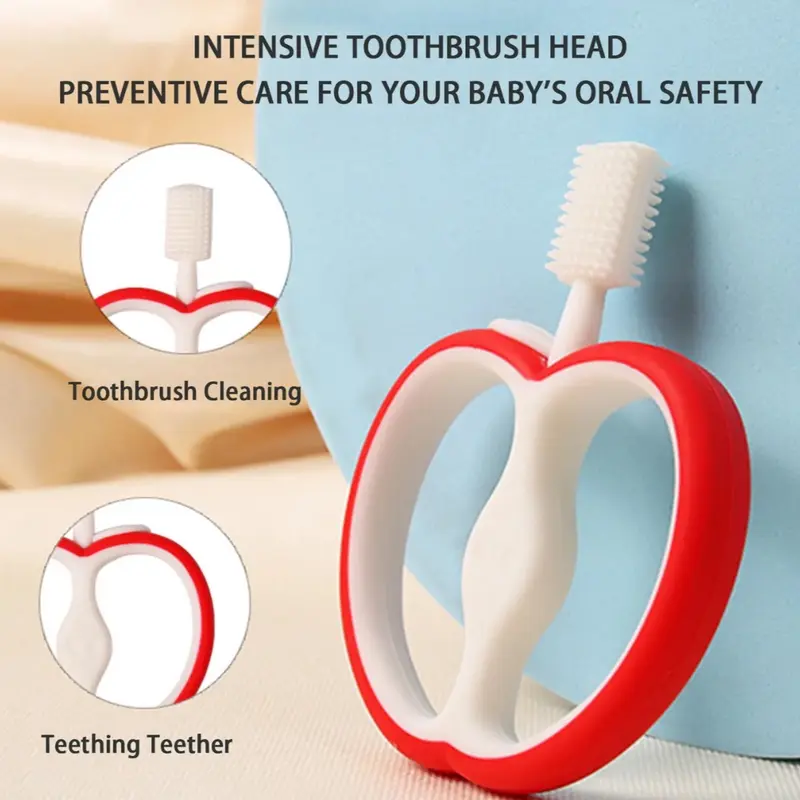 Super Cute Apple Silicone Teething Toy for Babies – Food Grade, Chewable & Durable Teether 1