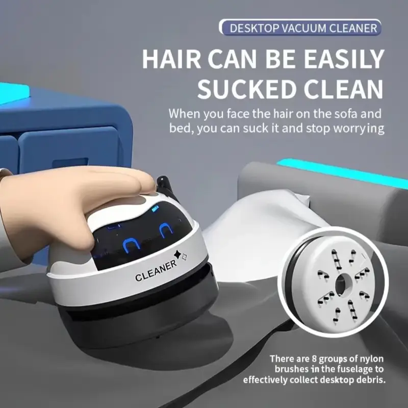 USB Rechargeable Portable Mini Desktop Cleaner - Battery-Powered Vacuum 1
