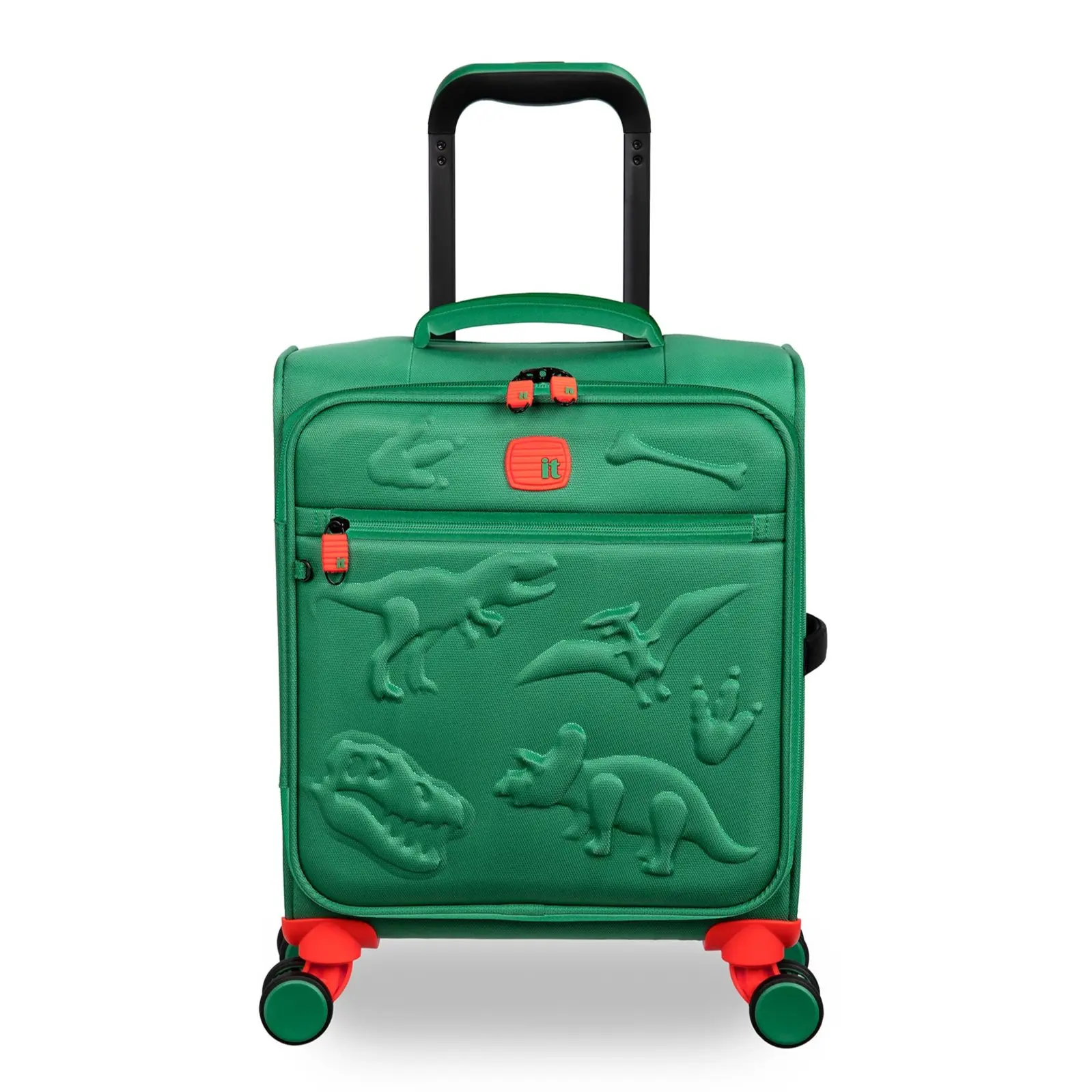 it Luggage | Kids' DinoRoar Underseat in Irish Green | Dinosaur Design | Soft Shell
