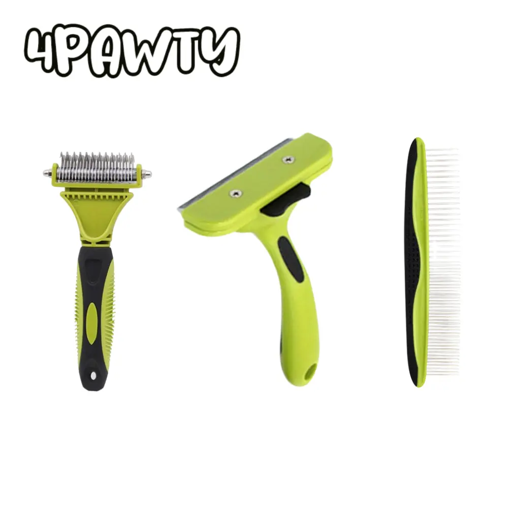 4Pawty Dog Brush Cat Brush Grooming comb, Grooming kit, 23+12 Double Sided Undercoat Rake Dematting Deshedding Tool for Long Hair Pets Cat Dog Slicker Shedding Brushes Efficiently Reduces Hair Loss by up to 90%