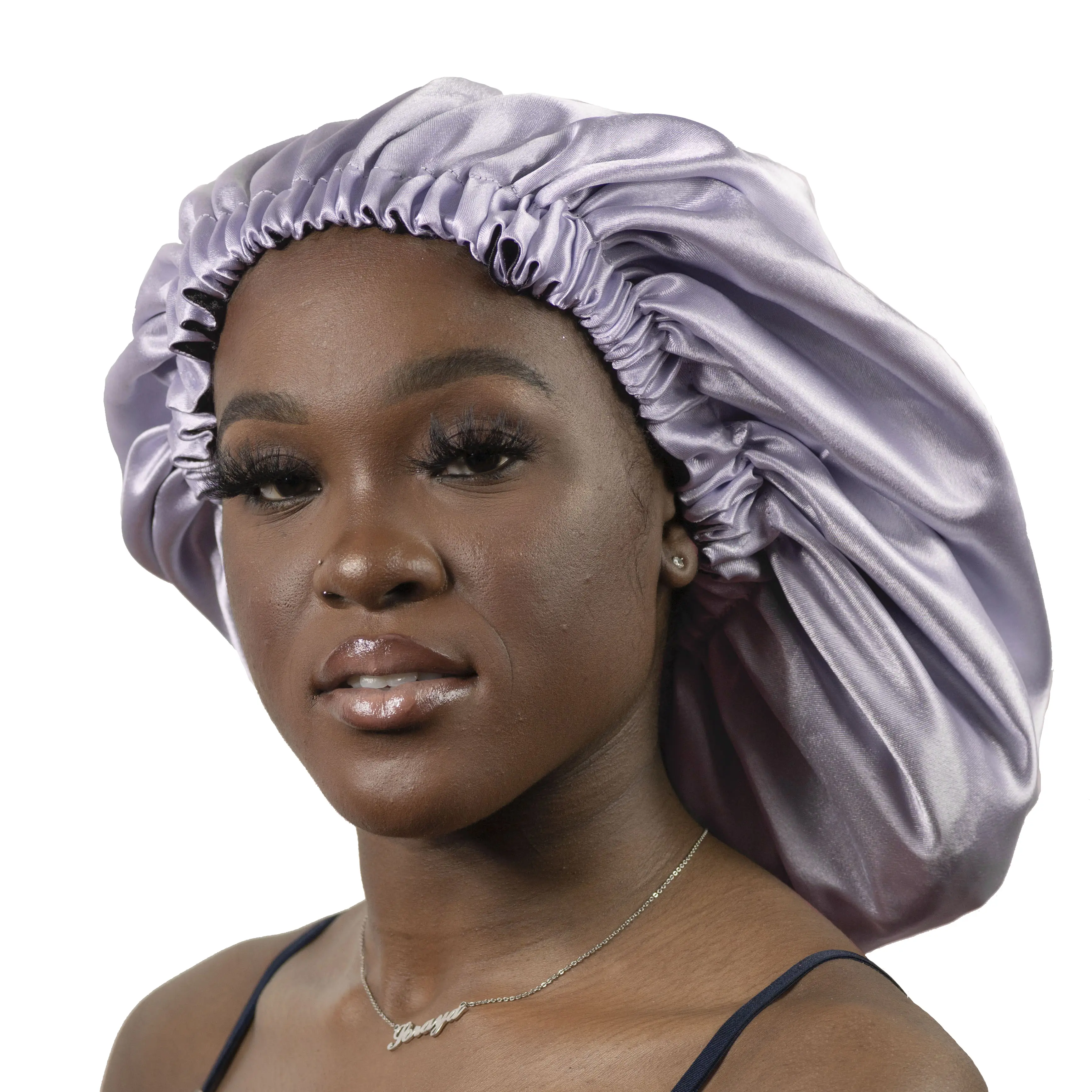 ICE PURPLE Adult to Baby/Newborn/Infant/Children • Reversible Double-layered Satin Bonnet Sleep hat perfect for long braids & hair