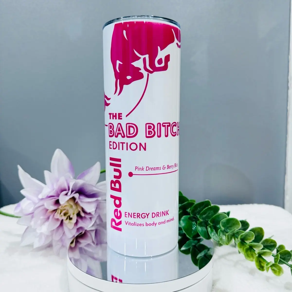 Pink Bad Bull Energy 20oz Tumbler Red Personalised