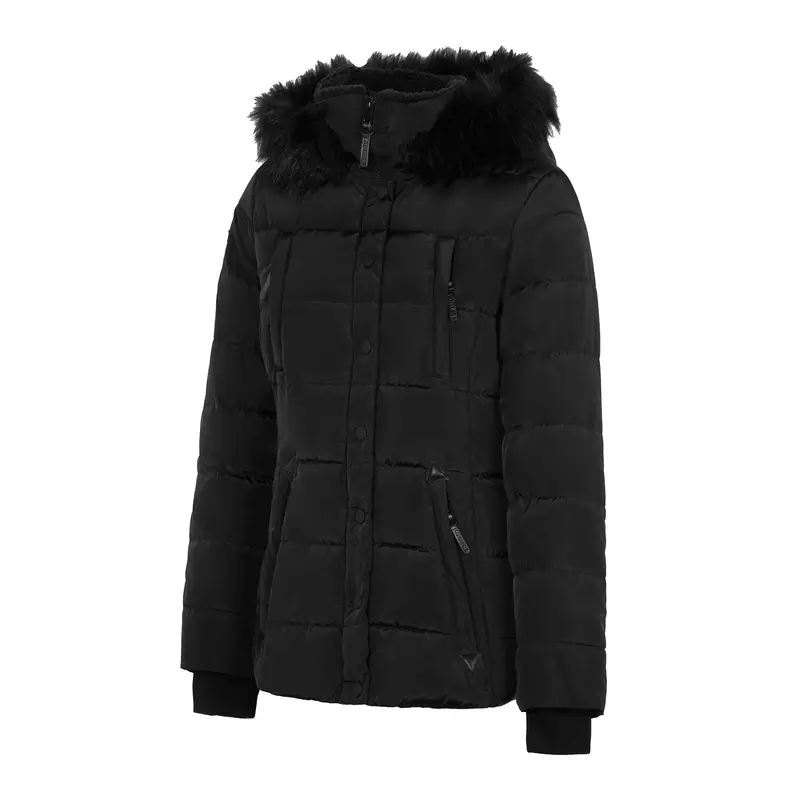 Spindle Womens Ladies Premium Quality Hooded Short Fur Parka Quilted Padded Puffer Coat | Zip Side Pockets | Luxurious Detachable Faux Fur on Hood 3