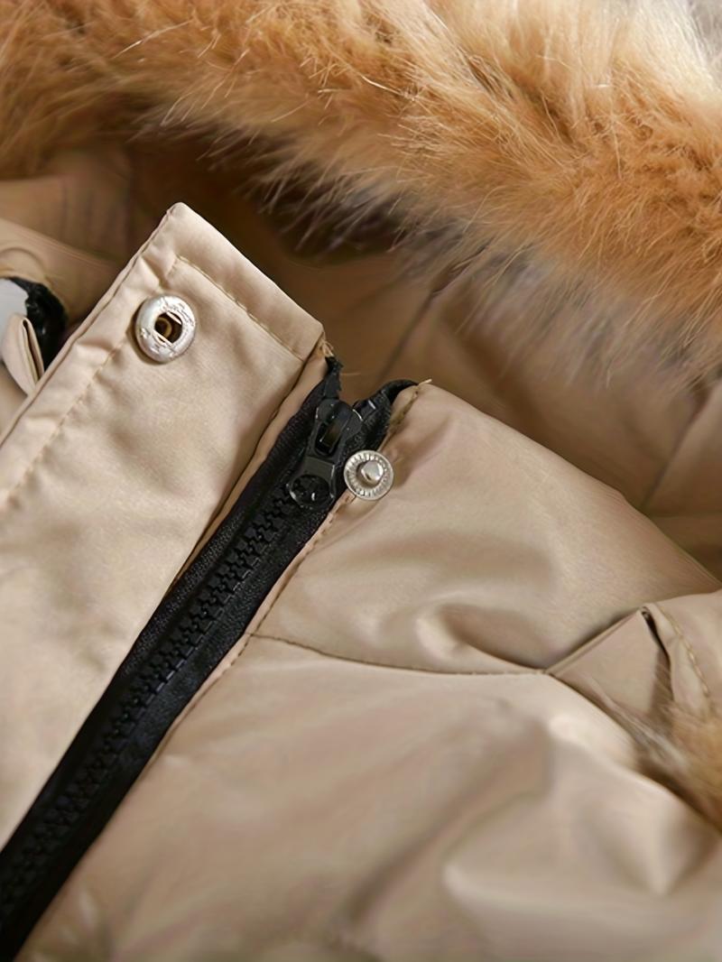 Product Introduction of Winter Snow Suit For Girls, Fur Collar & Tunic Details Warm Cotton-padded Hooded Coat, Kids Outerwear 8