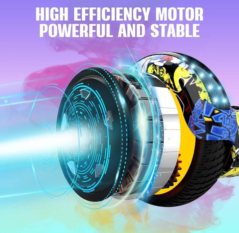 Hoverboards for kids 6.5 Inch Electric Scooter Board with Bluetooth - Speaker - Beautiful LED Lights Gift for kids and teenager and adults 2