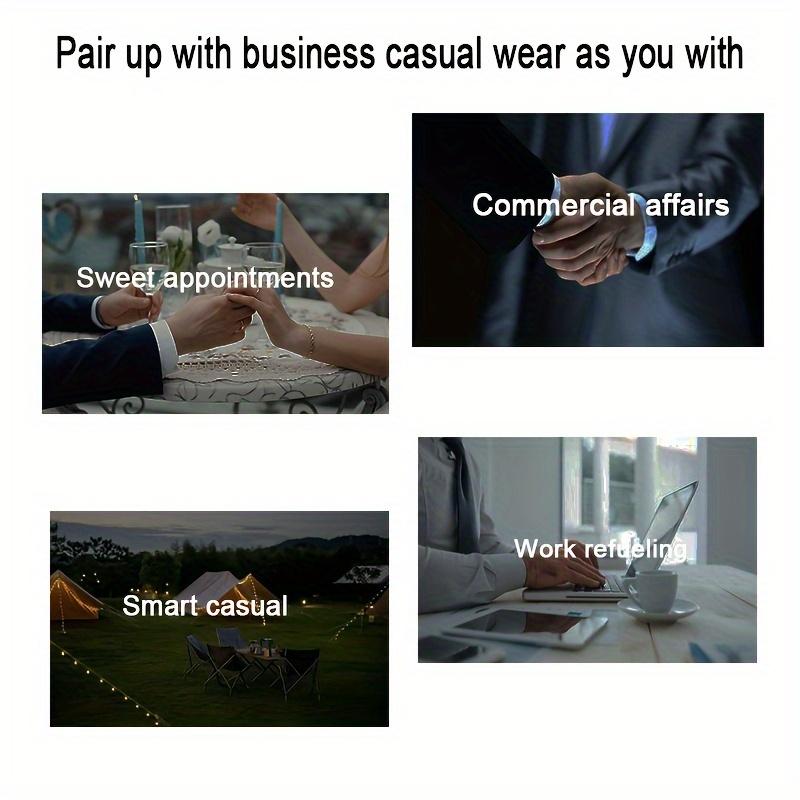 Product Introduction of Men's Solid Color Lapel Collar Design Dress Shirts, Long Sleeve Casual Button Up Shirt For Formal Occasions 6