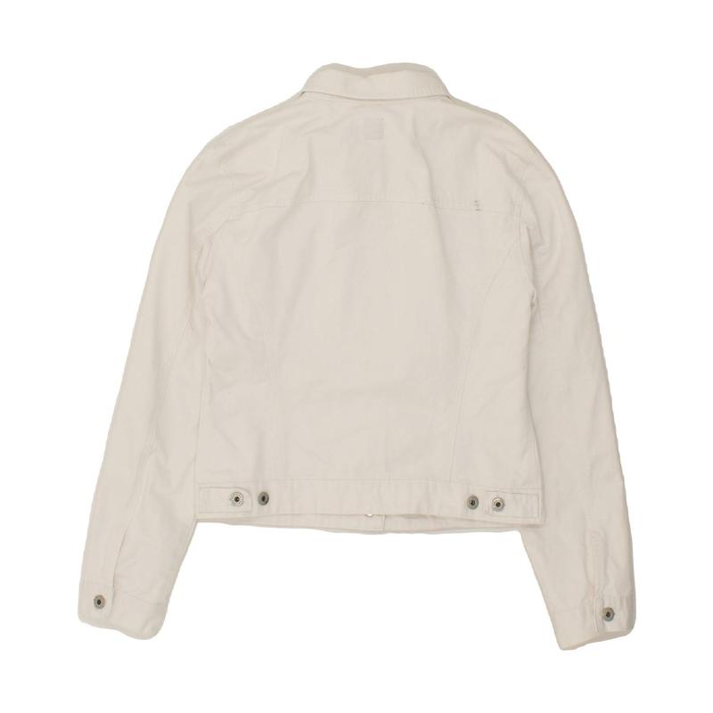 Pre-Owned Vintage GAP Womens Crop Denim Jacket UK 16 Large White Cotton 2