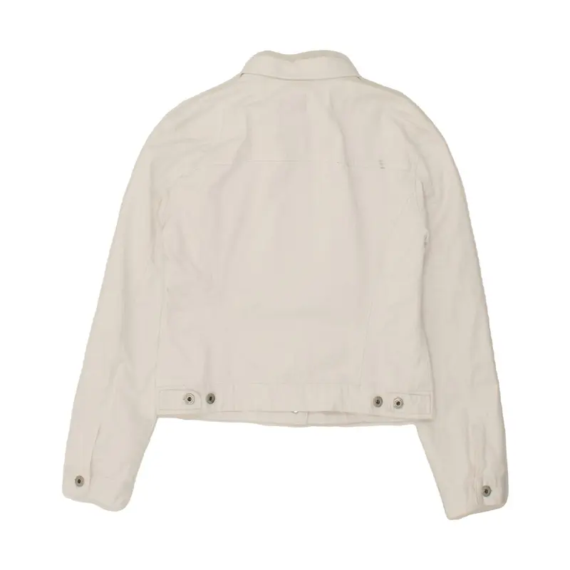 Pre-Owned Vintage GAP Womens Crop Denim Jacket UK 16 Large White Cotton 2