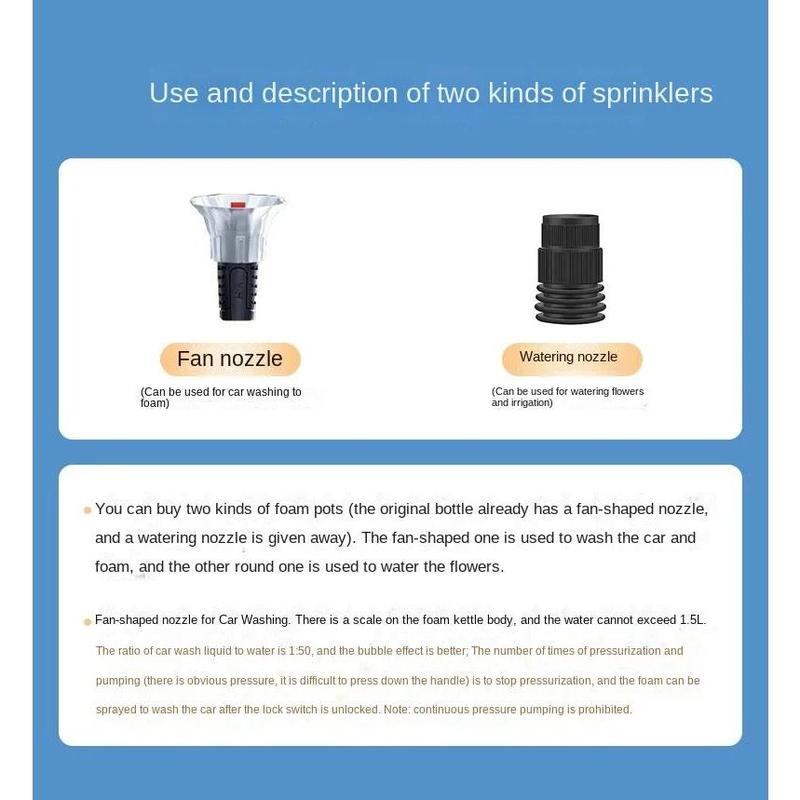 2L Hand Foam Sprayer with 3 Nozzles for Car Wash and Window Cleaning 8