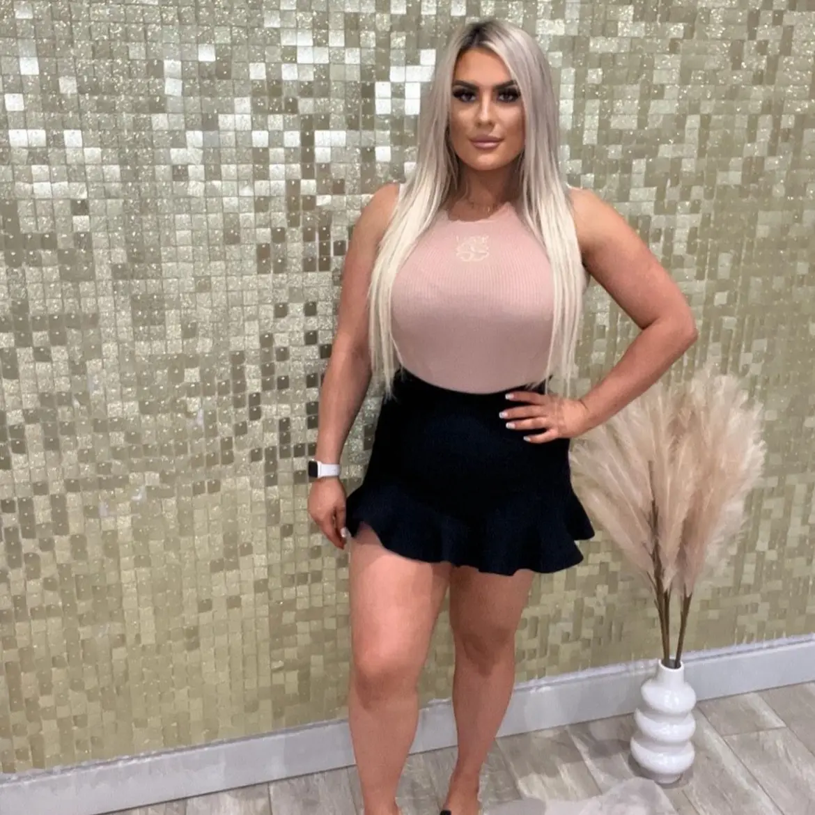 Love clover tan vest top